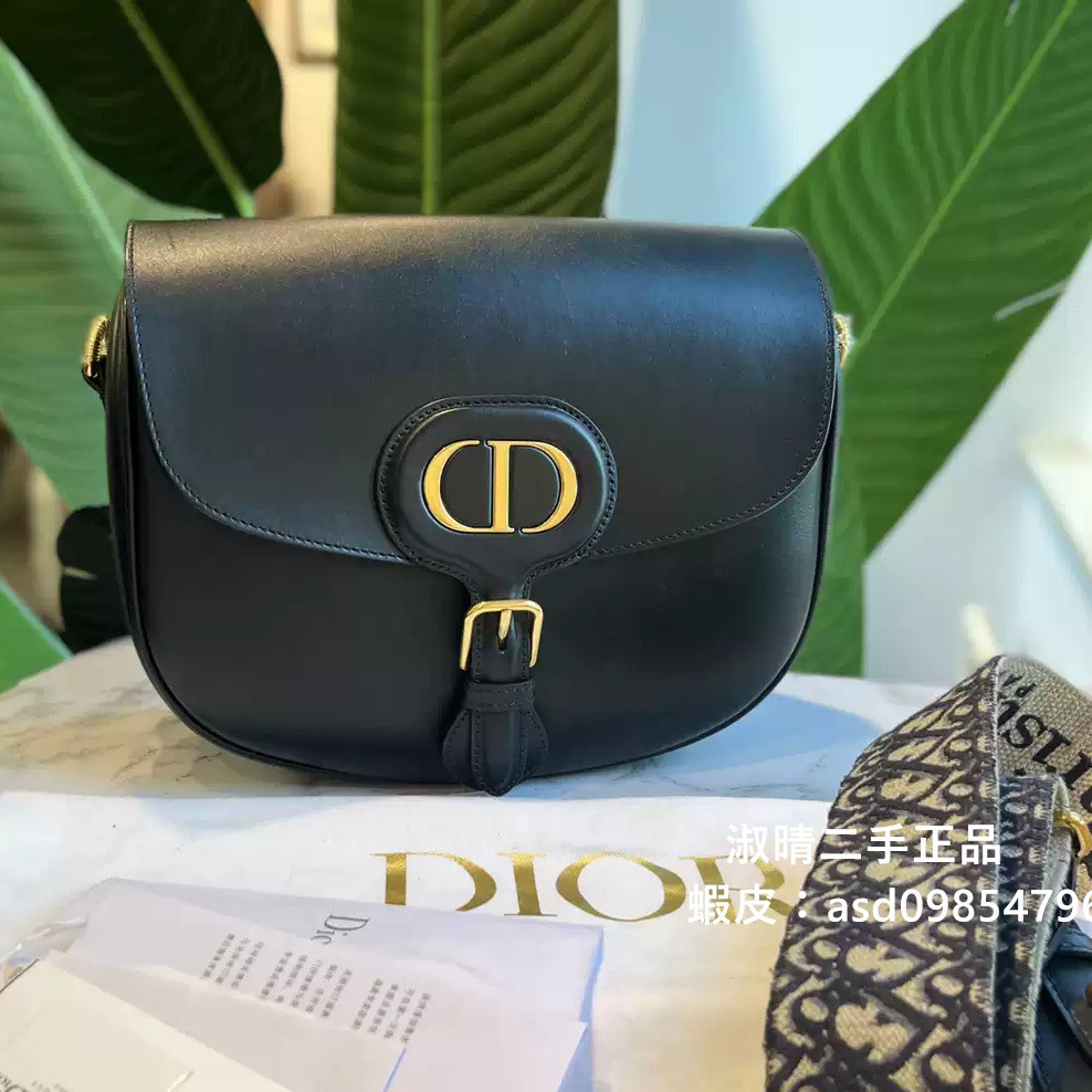 『二手』DIOR 大號 DIOR BOBBY 手袋 M9320U 迪奧牛皮黑色馬鞍包 鏈帶包 斜挎包 通勤女包