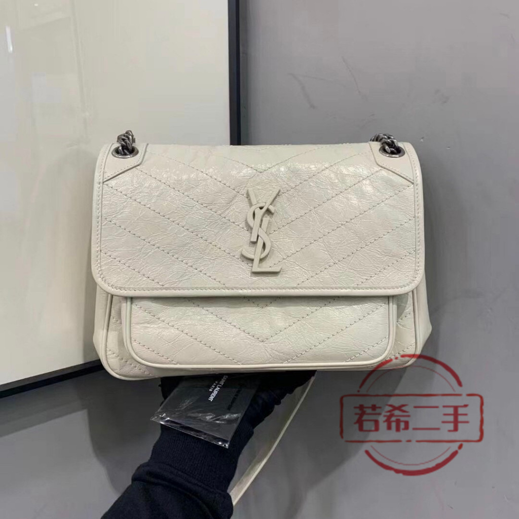 二手 YSL 聖羅蘭 NIKI 中號 奶昔白 郵差包 流浪包 單肩包 斜背包 633158