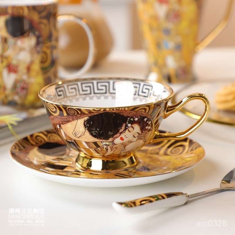 骨瓷咖啡杯組 高檔歐式咖啡杯 歐式咖啡杯套裝 骨瓷咖啡杯 下午茶茶具骨瓷描金咖啡杯 碟英式下午茶杯 歐式茶具陶瓷杯子套裝