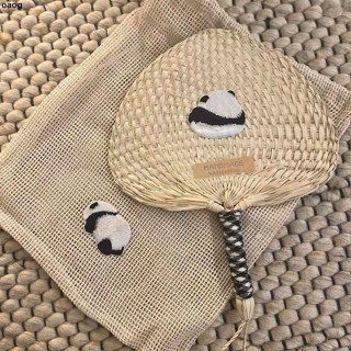 扇子 手扇 臺灣出貨🚙熊貓扇子手搖刺繡蒲扇掛飾可愛兒童寶寶扇子隨身攜帶熊貓蒲扇布貼
