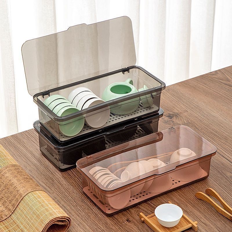 筷子盒茶具餐具帶蓋收納盒防塵棉簽盒廚房碗筷收納盒化妝品收納盒