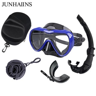 Junhaiins 成人專業潛水面罩護目鏡防霧鋼化玻璃浮潛護目鏡游泳護目鏡潛水面罩帶矽膠裙帶用於水肺潛水、浮潛