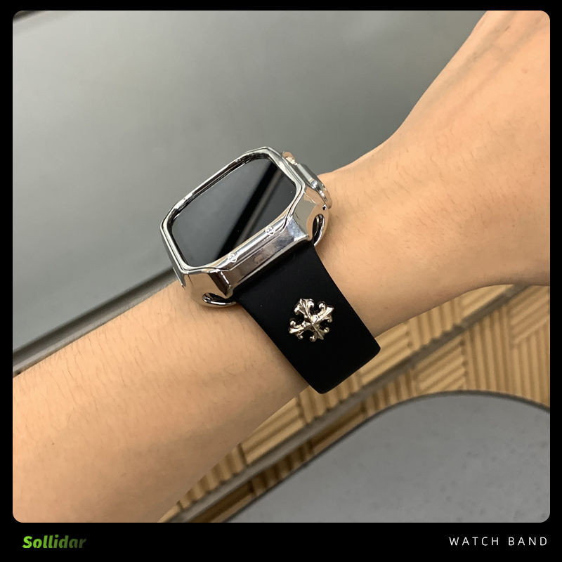 適用于蘋果手表皮質硅膠運動表帶iwatch保護殼ultra華強北S8新款