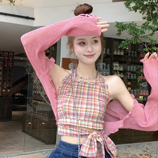 小可傢服飾~韓版上衣 上衣女 上衣夏天 性感上衣 修身上衣 彩色外穿弔帶配襯衫女夏法式甜辣小背心多巴胺穿搭樹莓粉泰式上衣