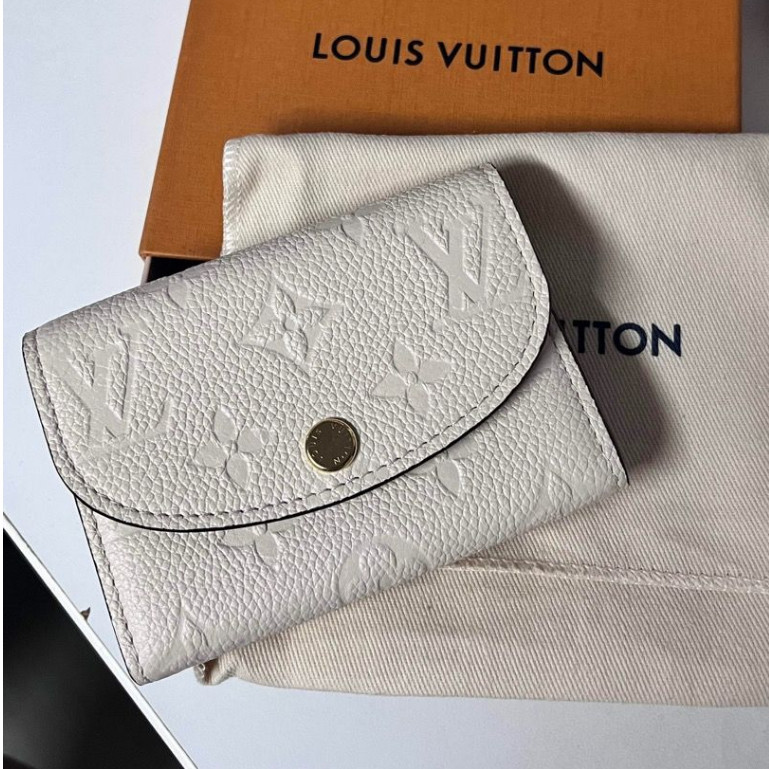 Louis Vuitton 路易威登 LV Rosalie 白色粒面顆粒牛皮 豆豆夾 短夾 卡包
