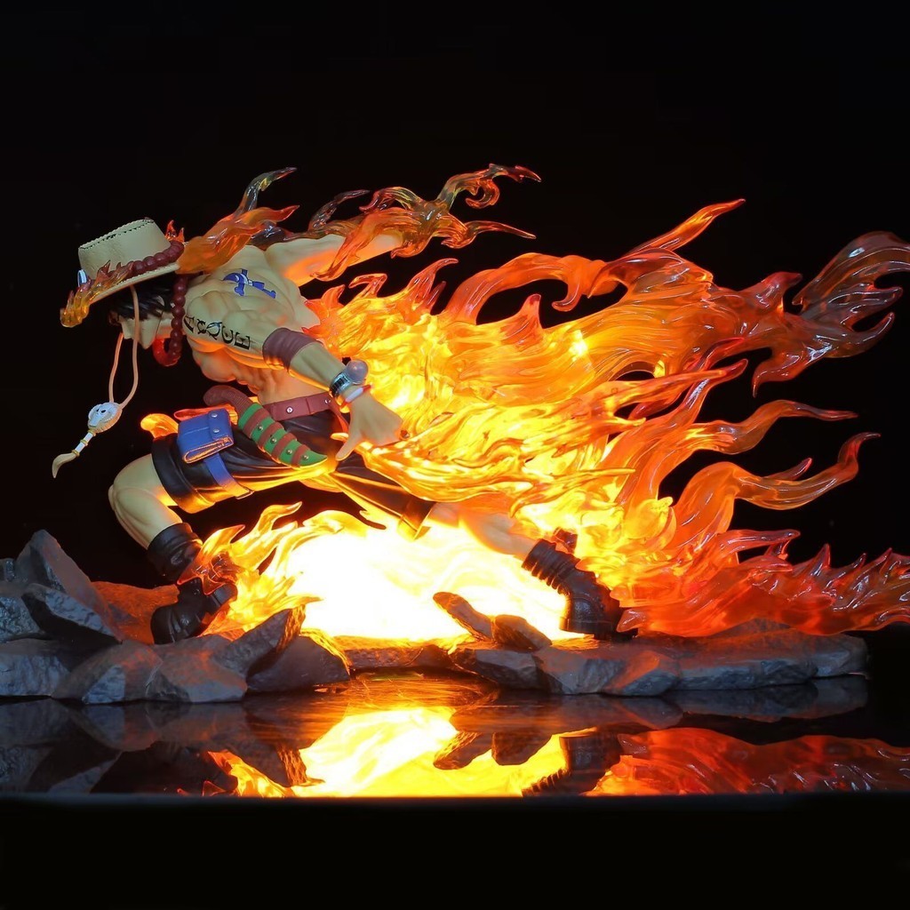 米諾精品店 海賊王 gk 漂移艾斯 火焰艾斯 可發光 雕像 動漫手辦批發