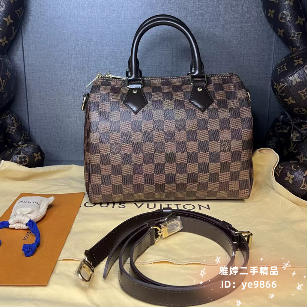 『二手精品』LV 路易威登 N41368 Speedy 25 棕色棋盤格 波士頓包 單肩包 斜跨包 枕頭包