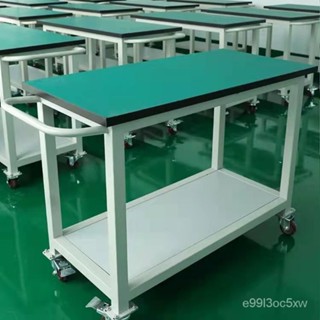 免運下殺 破損補發 雙層防靜電輪子小手推車週轉車間流水綫可移動工作臺工具車 可定製尺寸