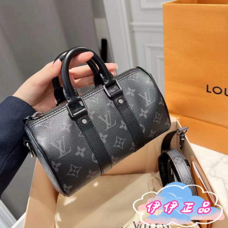 路易威登 LV KEEPALL XS M45947黑灰老花 手提包 肩背包/斜背包 波士頓包 枕頭包 包包