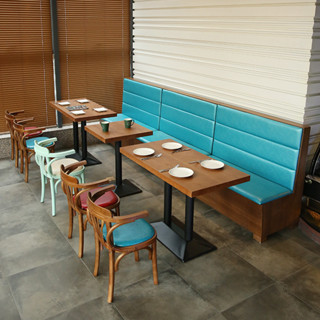 【未來陽光傢俬】定製主題自助餐廳火鍋店靠墻卡座沙發餐飲餐館小吃店實木桌椅組合可開發票