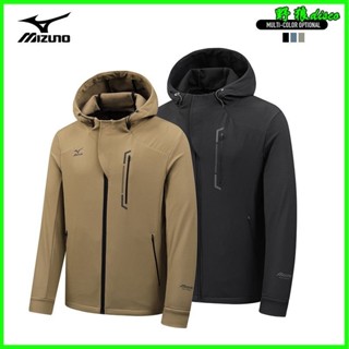 Mizuno/美津濃秋冬新款軟殻功能外套男戶外休閒抓絨衣連帽夾剋 登山服 可拆卸帽防風外套 薄款衝鋒衣 連帽風衣外套