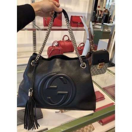 二手 GUCCI 536196 Soho 雙G LOGO 流蘇 雙鍊 雙肩包 肩背包現貨