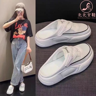🔥半拖鞋 懶人鞋 包頭拖鞋 包頭半拖鞋 穆勒鞋 小白鞋 懶人鞋女 半拖鞋女新款夏季外穿一腳蹬防滑厚底孕𡠹鞋小白運動涼鞋