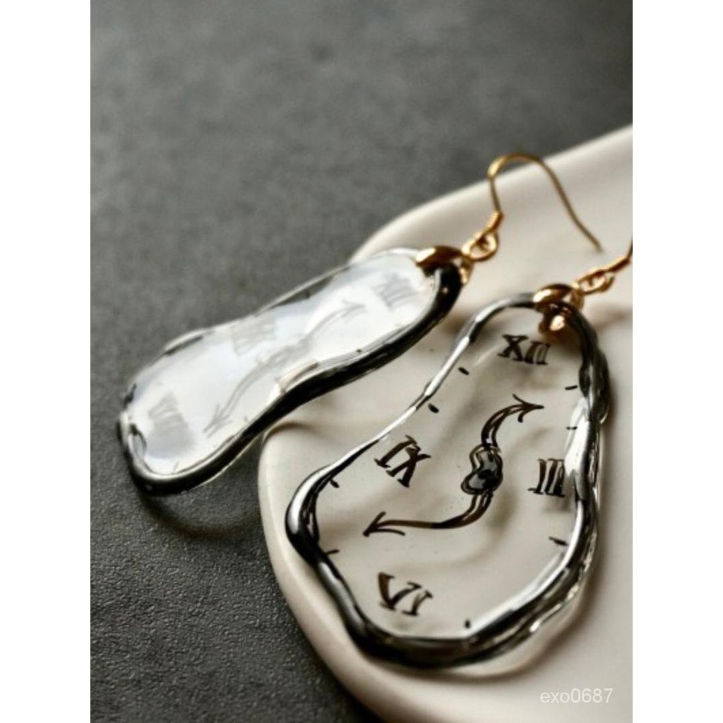 台灣熱賣🌟旋風兔 原創飾品 |達利的時鐘 手作耳環 耳夾 藝術高級感 個性創意禮物 耳釘 耳飾