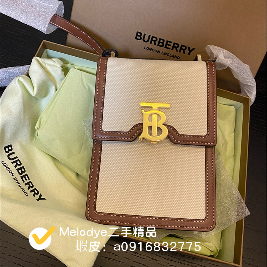 二手精品【BURBERRY 博伯利】Robin bag TB 手機包洛賓包 肩背包 80318591女生包包