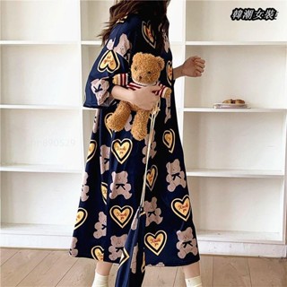 【大尺碼女裝M-5XL40-150kg】長款短袖睡裙女夏季卡通胖mm超大尺碼200斤睡衣300斤寬鬆休閒家居服