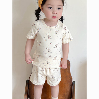 Hi❤baby兒童睡衣夏季薄款寶寶短袖短褲純棉空調服女童韓版碎花家居服套裝
