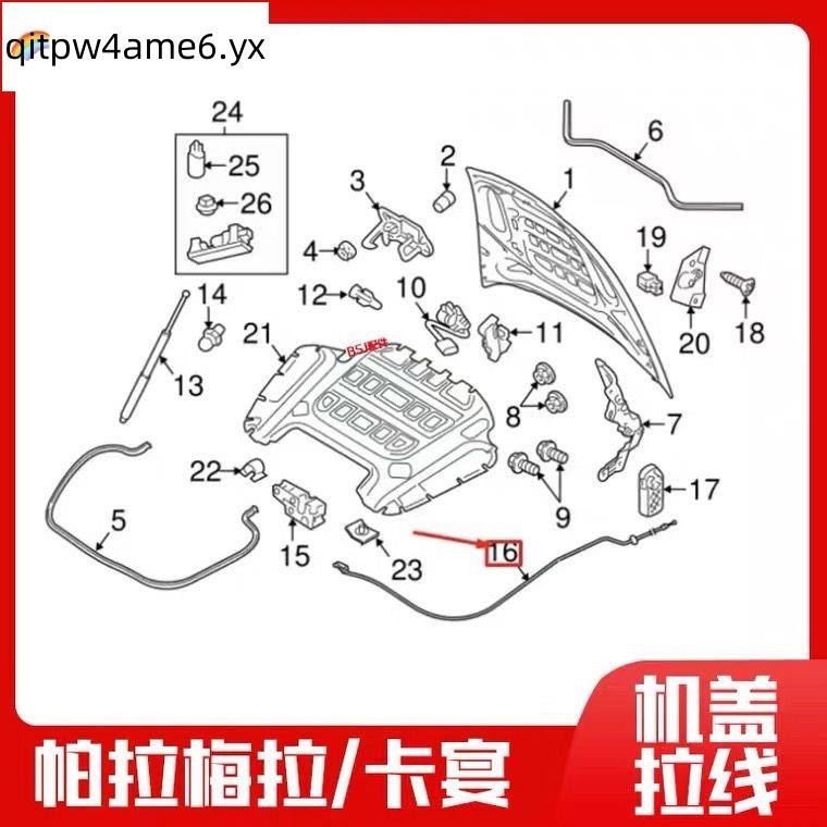 精品#適配保時捷帕拉梅拉卡宴前機蓋拉線發動機蓋鎖機拉線引擎蓋拉索