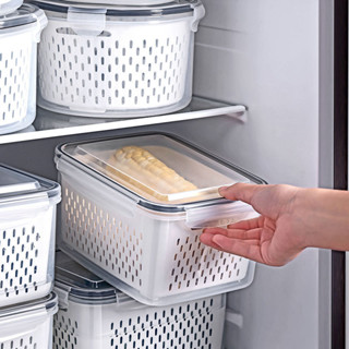 日本雙層瀝水籃保鮮盒廚房微波冷凍密封盒塑料飯盒冰箱水果收納盒 S8XO