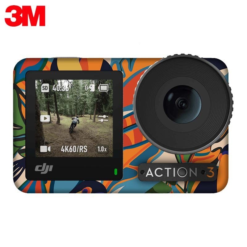 適用于大疆 Osmo Action 3運動相機保護貼膜Action3貼紙全包保護 碳纖維迷彩3M貼紙相機保護殼