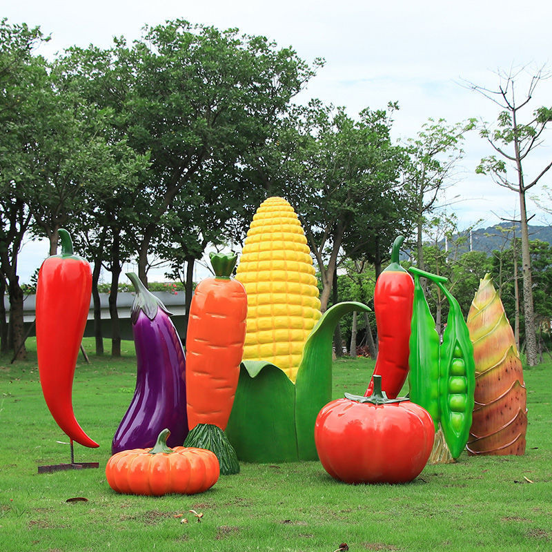 戶外仿真水果蔬菜擺件大型辣椒草莓南瓜雕塑農場生態果