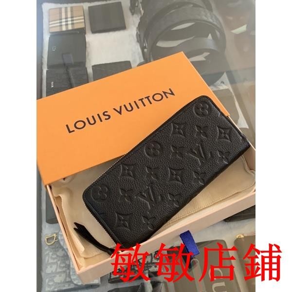 敏敏二手/精品Louis Vuitton LV 黑色壓紋滿版設計 女生 拉鍊長夾