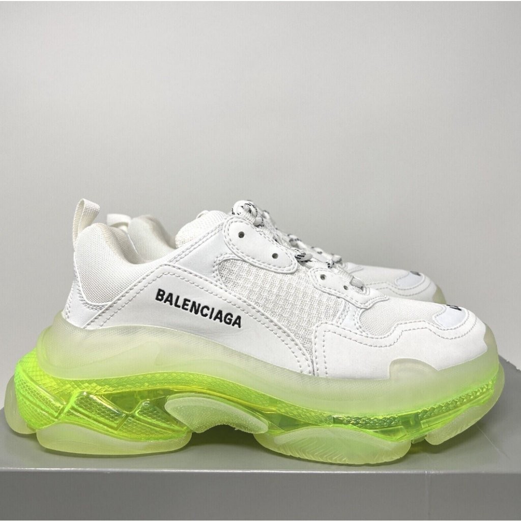 二手精品 巴黎世家 Balenciaga Triple S 白綠 透明鞋底 老爹鞋 休閒鞋 運動鞋 544351