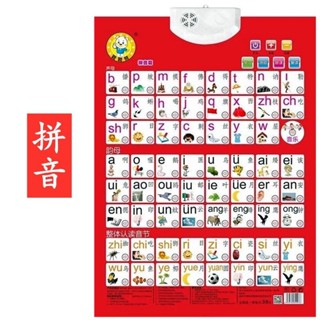 九九乘法有聲掛 啟蒙玩具 26個英文字母有聲掛圖點讀發聲墻貼畫幼兒看圖識漢字認知卡拼音表