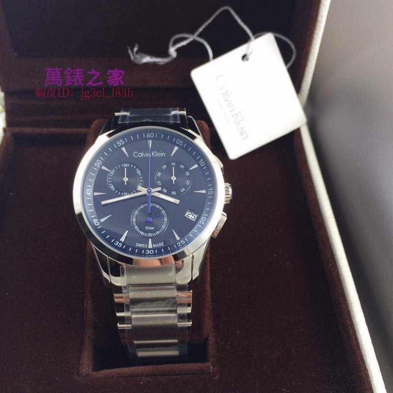 高端 Calvin klein CK手錶 bold系列 經典藍指針設計 三眼計時 日期鋼帶男錶 K5A27141