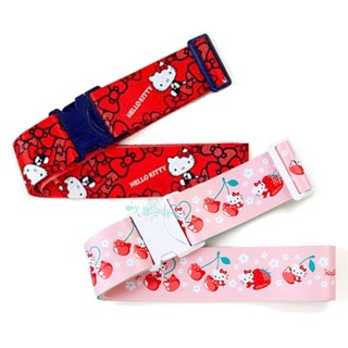日本 凱蒂貓 HELLO KITTY 旅行箱 行李箱束帶 紅蝴蝶結/粉底櫻桃 兩款供選【美麗密碼】