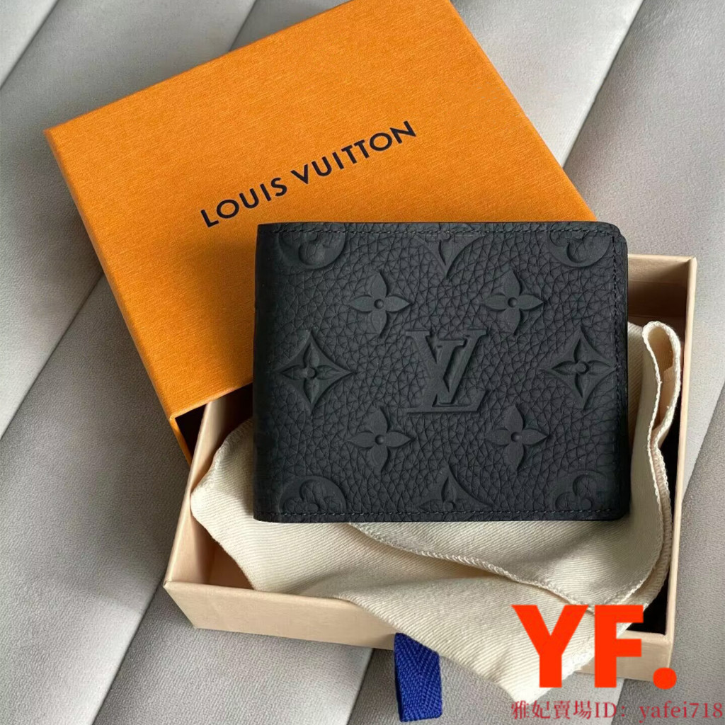 【雅妃精品】LV 路易威登 Slender 黑色壓花 男士對折錢包 短夾 錢夾 卡夾 皮夾 M69075 免運免運