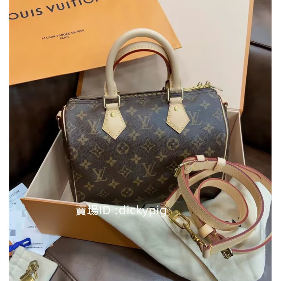 精品二手 LV 路易威登 SPEEDY 25 枕頭包 肩背包 斜挎包 手提包 M41113 肩帶款 波士頓包