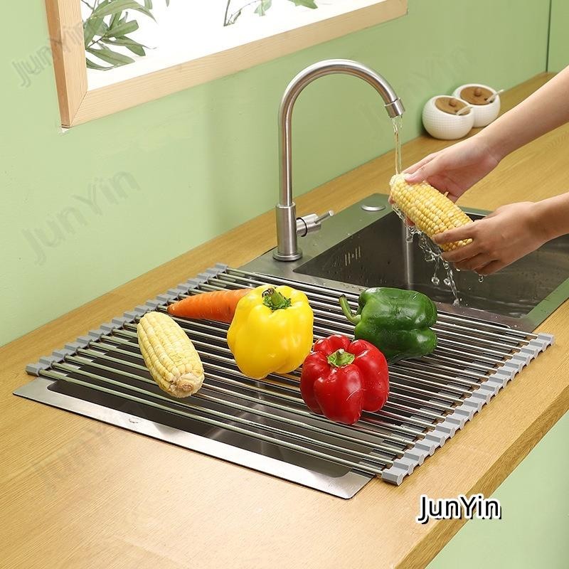 🙂桃園出貨🙂 瀝水架 水槽瀝水架 不鏽鋼可摺疊廚房水槽碗筷蔬菜多功能瀝水架