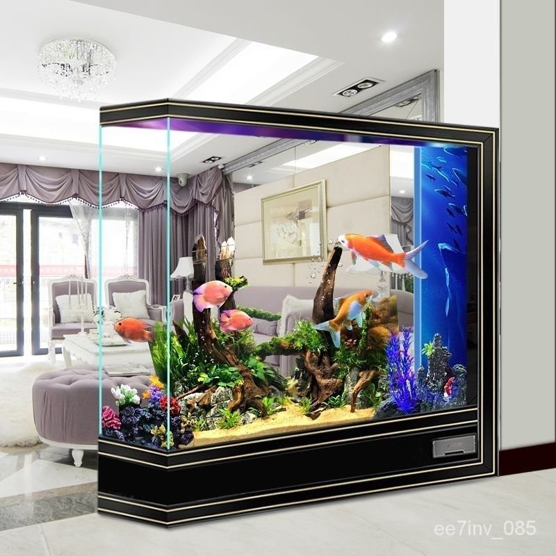 Bubble Shop🫧超白玻璃魚缸客廳中大型傢用玄關隔斷一體免換水落地金魚缸水族箱