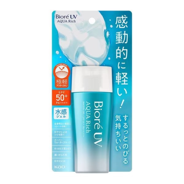 Biore UV Aqua Rich 水感系列精華凝膠臉部與身體防曬乳 SPF50+/PA++++ 透明質酸 日本直送