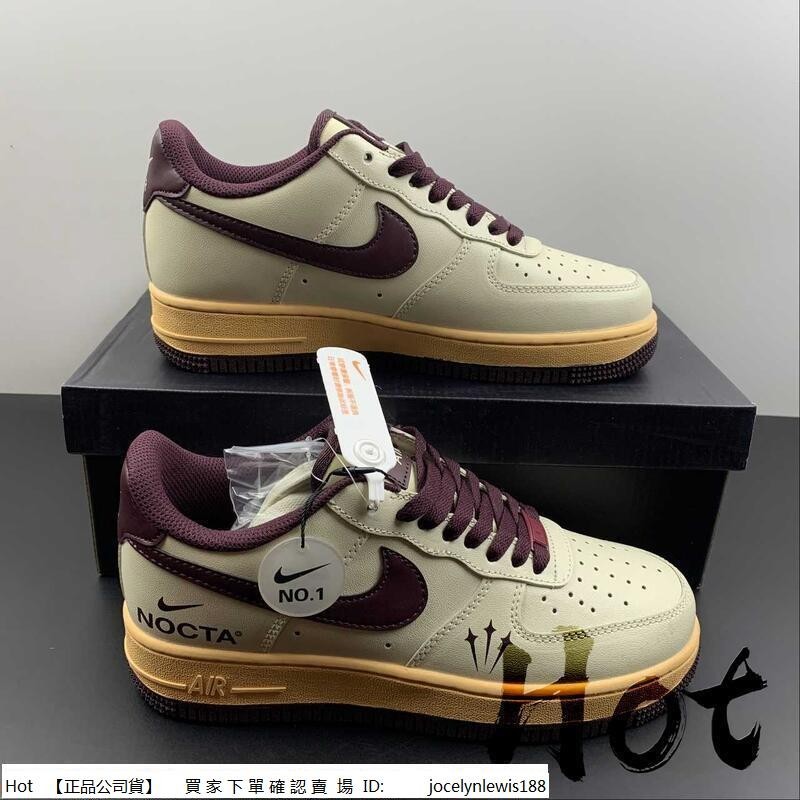 Hot NOCTA x Nike Air Force 1 Low 米白酒紅 空軍 低筒 休閒 運動 808788-336