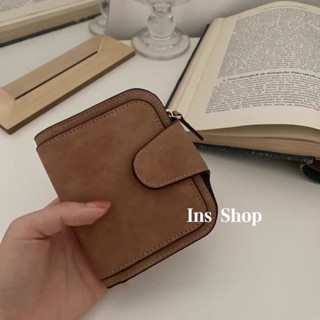 女生錢包 女生短夾 錢包女✨Ins Shop復古棕色錢包女ins學生零錢包可折疊隨身帶小包包證件包