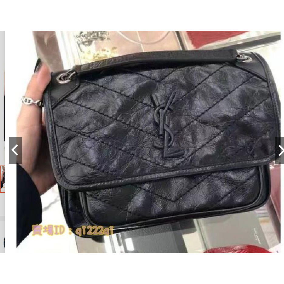 二手 AINT LAURENT YSL NIKI 中款 28CM 翻蓋郵差包 雙鏈風琴包 小香 流浪包