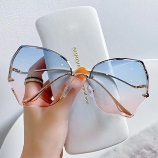 💕TW24H出貨✈無框切邊時尚眼鏡女韓版潮高級感網紅復古防紫外線太陽眼鏡防曬