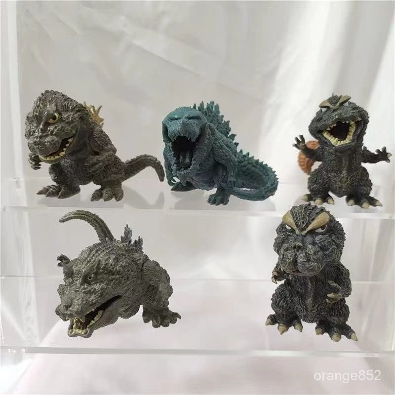 哥吉拉 實心全套5款哥斯拉怪獸之王兒童玩具公仔恐龍怪獸Q版蛋糕擺件玩具 JE6J