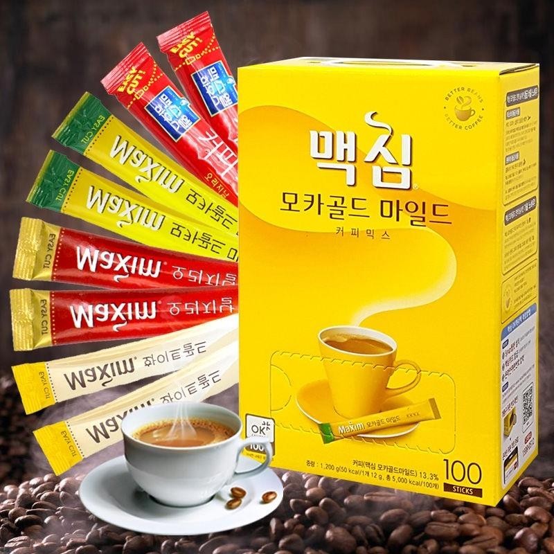 小咖🌹韓國進口黃麥馨咖啡速溶三合一摩卡牛奶原味學生辦公室沖飲咖啡粉零食