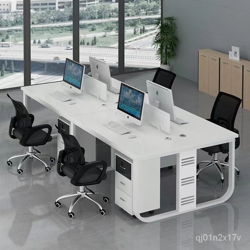 定金價格職員辦公桌椅組閤4四6人位簡約現代辦公室桌子屏風工位電腦桌卡座 BZ6I