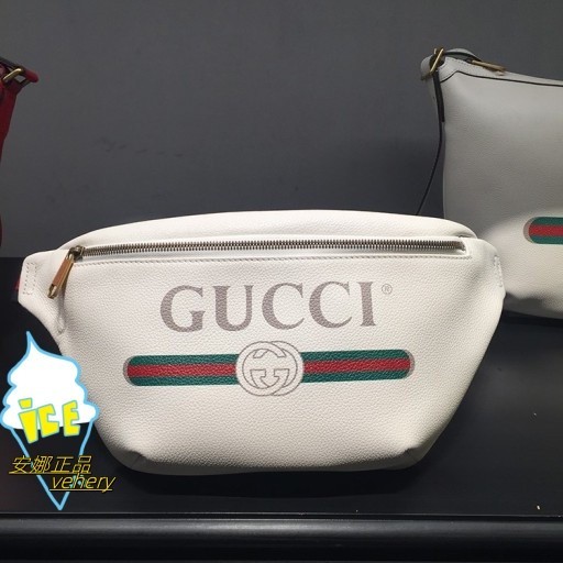 二手免運 GUCCI 古馳 493869 大號腰包 牛皮 綠紅綠 WEB 白色/黑色/紅色/ 胸口包 白色斜背包