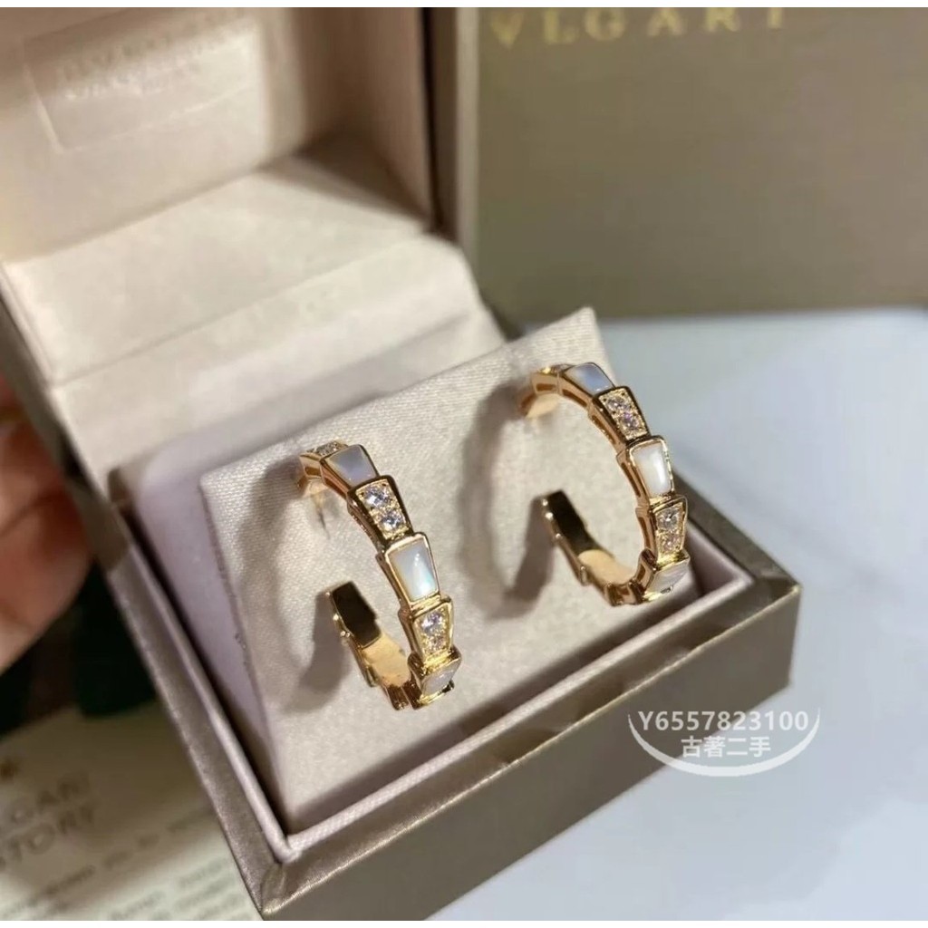 二手便宜出 BVLGARI 寶格麗 SERPENTI VIPER系列 18K玫瑰金 蛇形耳環 356170