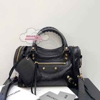 二手精品 BALENCIAGA巴黎世家 Classic CITY MINI金扣黑色機車包/單肩包/斜背包/手提包