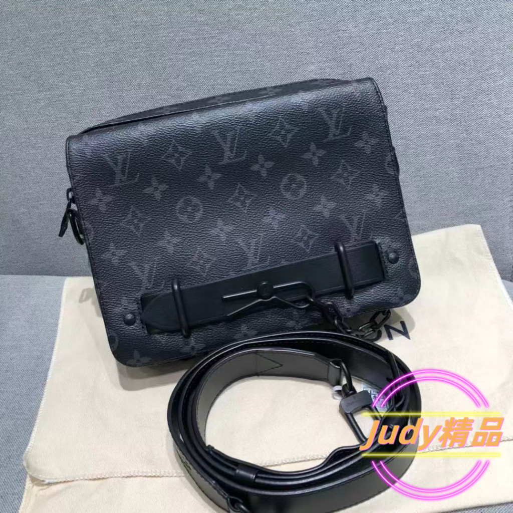 二手精品 路易威登 LV Steamer 黑灰老花 男士 盒子包/郵差包/單肩包/斜挎包M45585