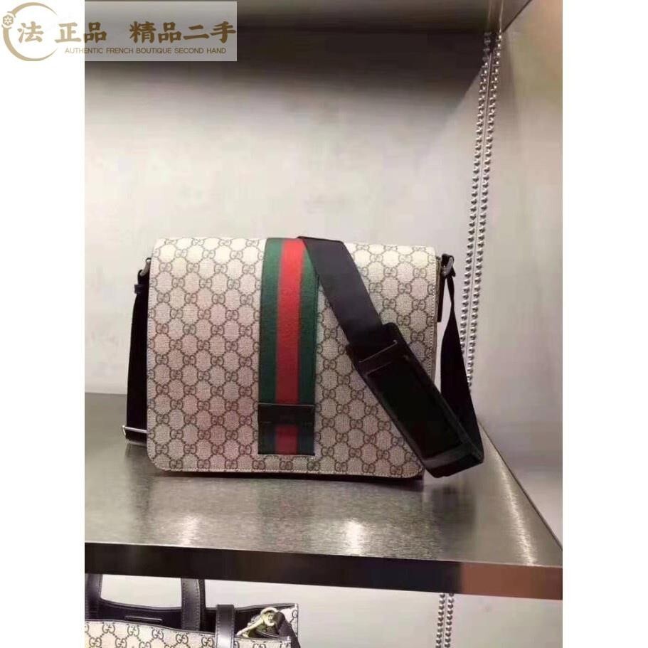 二手 GUCCI 古馳 GG Supreme 書包 郵差包 斜背包 475432 現貨