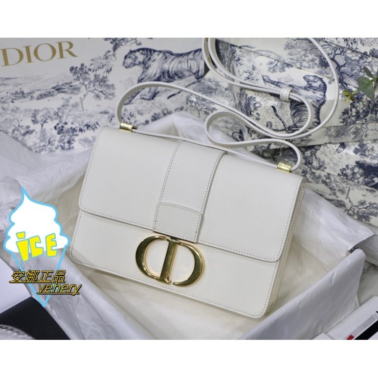二手免運 DIOR 迪奧 蒙田包 30 Montaigne Dior Oblique白色琺瑯彩扣包 斜背包