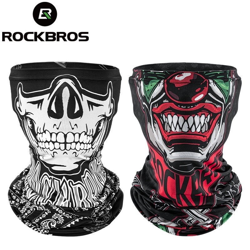 Rockbros 冰絲面罩透氣騎行骷髏面具, 用於摩托車防紫外線舒適釣魚頸套