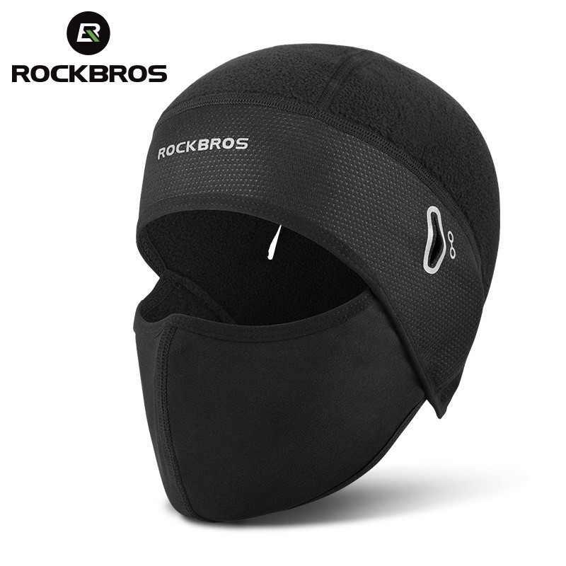 Rockbros 冬季騎行面罩摩托車防風面部保護帽帶眼鏡孔彈性抓絨保暖自行車巴拉克拉法帽透氣自行車面罩騎行跑步戶外運動